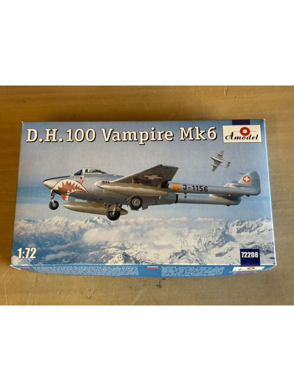 Amodel 72208 1/72 Scale D.H.100 Vampire Mk.6 Swiss Air Force Plastic Model Kit